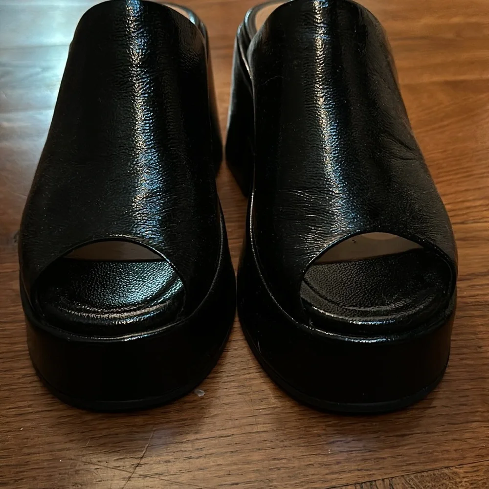 Ganni chunky platform sandals size 38 (fits 7.5 or 8) black shiny - Picture 6 of 6